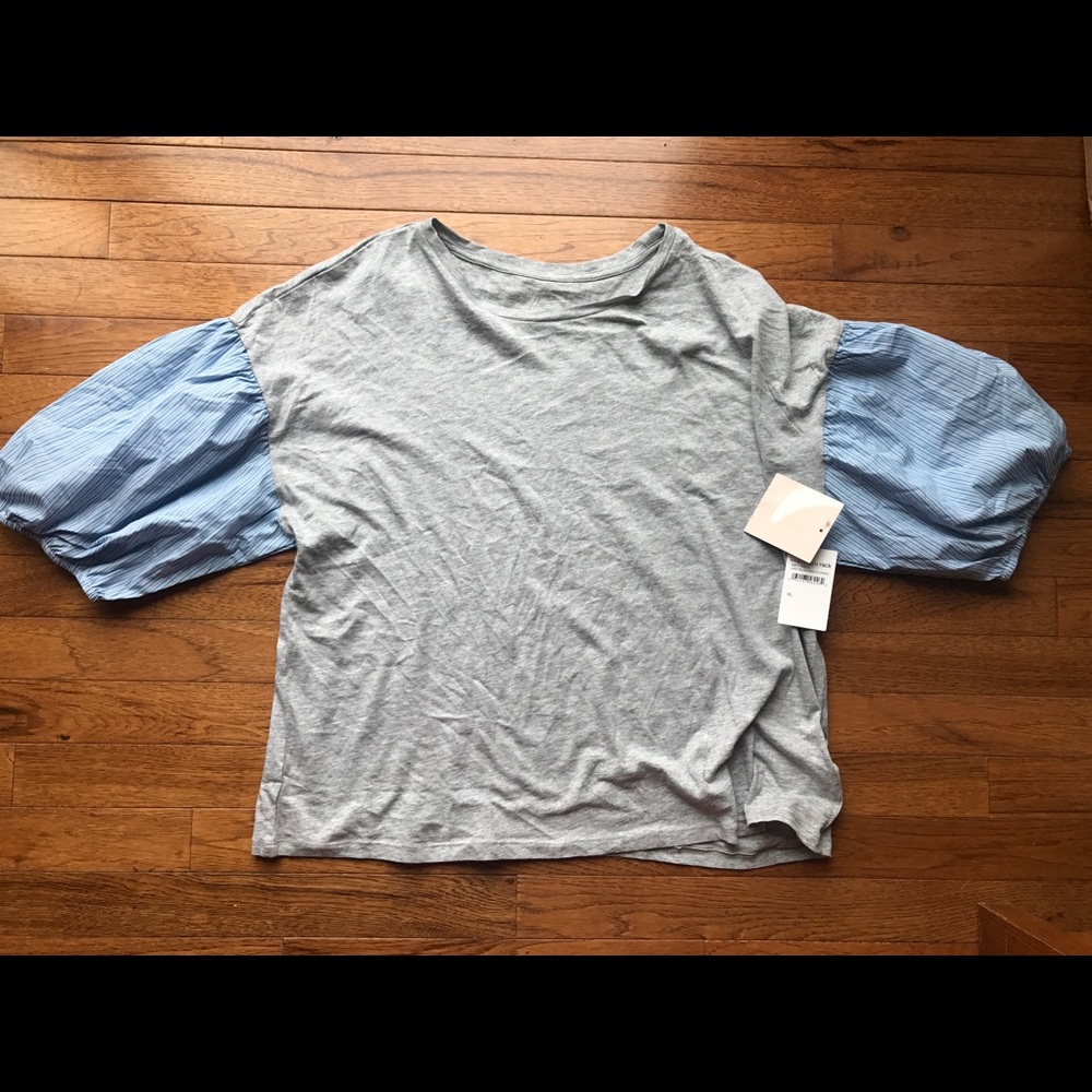 Bubble sleeve tshirt with blue arms. Great find!